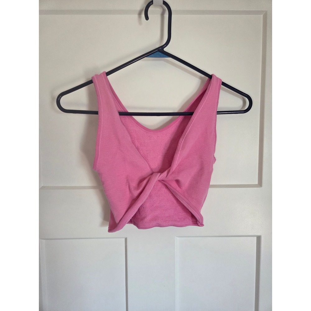 Out From Under Urban Outfitters Pink Ribbed Twist Front Reversible Crop Top M/L‎